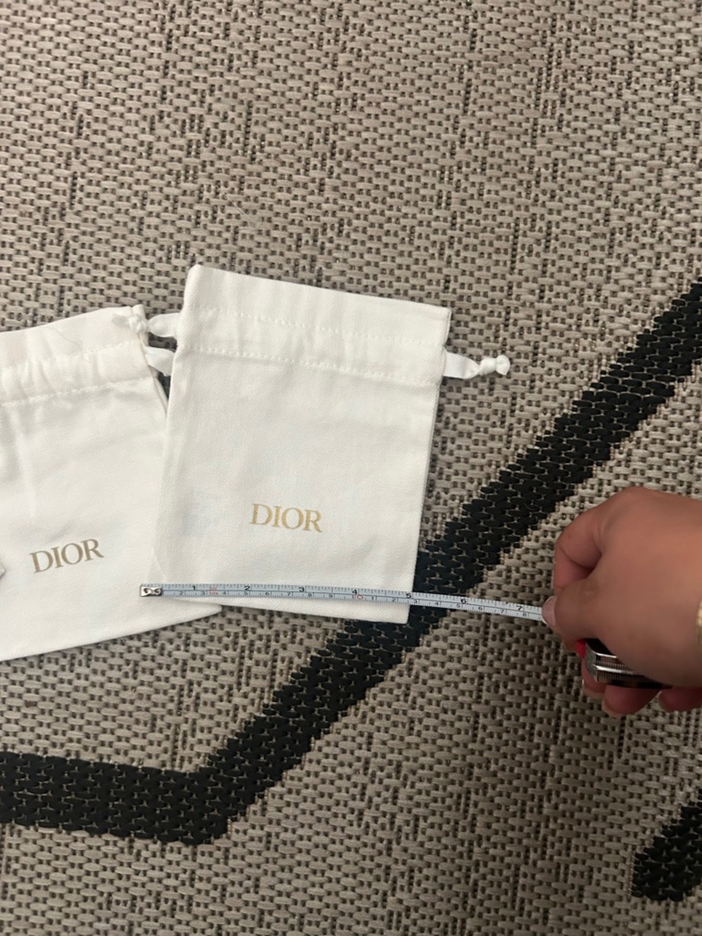 Dior New Gold & White Drawstring Pouches (Set of 3) - Picture 2 of 3